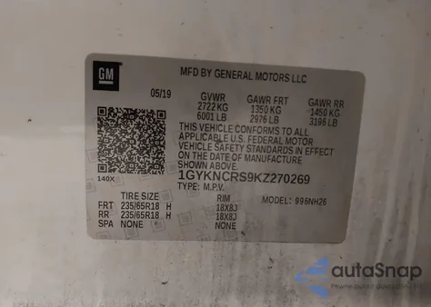 2019 Cadillac Xt5 Luxury from USA, damaged, VIN 1GYKNCRS9KZ270269